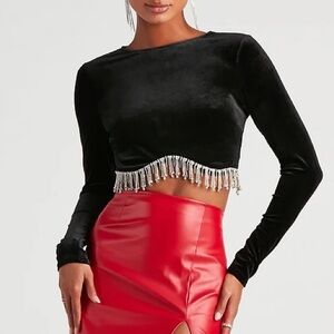 Windsor Totally Luxe Rhinestone Satin Crop Top
